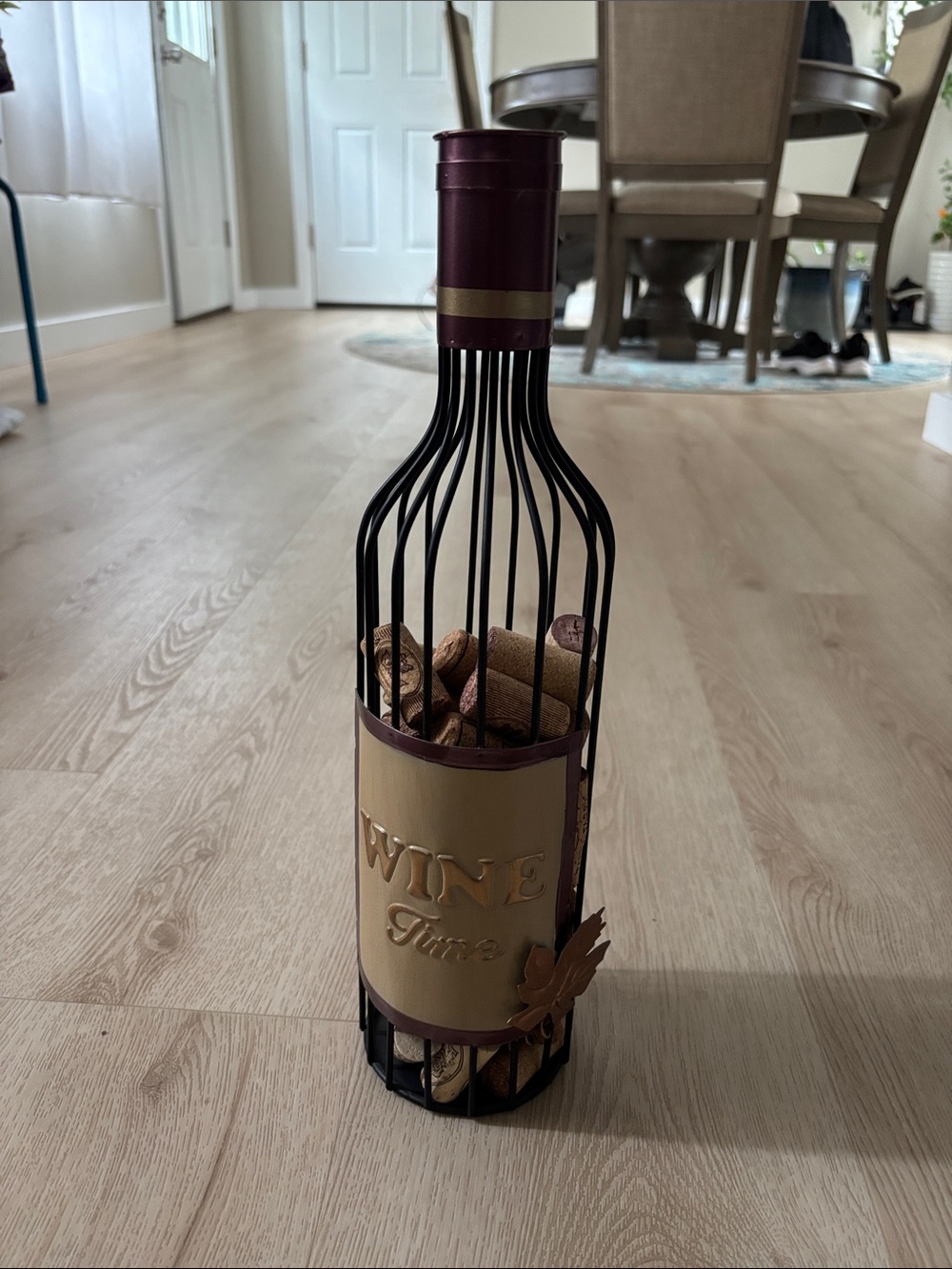 Wine Time Decorative Bottle Cork Holder - Burgundy & Gold